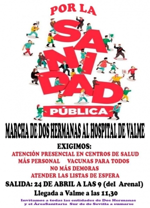 IU Sevilla anima a militantes y simpatizantes a participar en la Marcha al Hospital de Valme del sábado 24 de abril