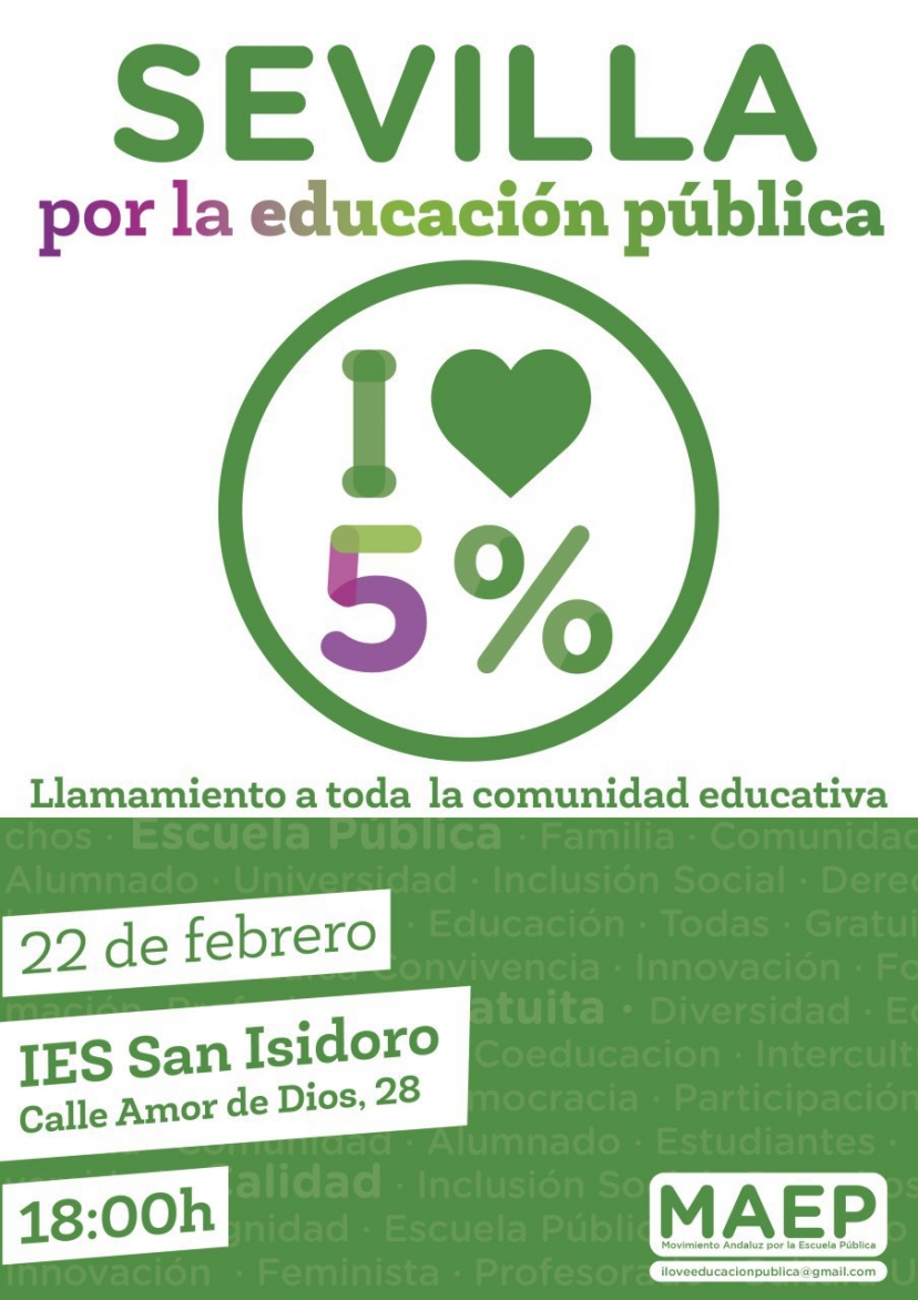 Importante encuentro en Sevilla por la educación pública. ¡No faltes!