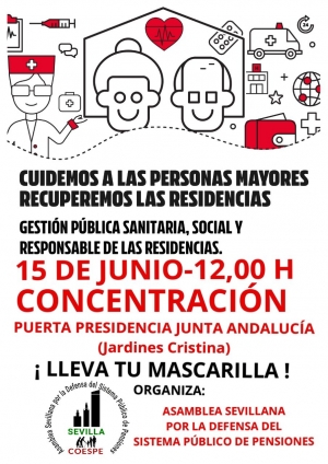 15 de junio: Concentración en defensa de la gestión pública sanitaria, social y responsable de las residencias de mayores
