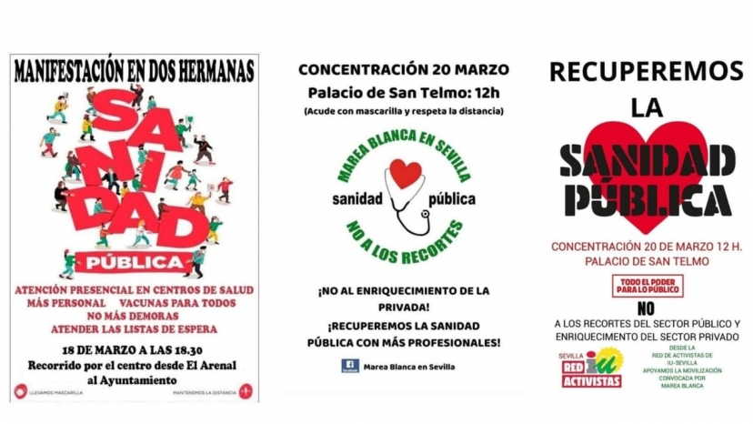 Apoyamos las movilizaciones en defensa de la sanidad pública que se celebran esta semana en Dos Hermanas y Sevilla