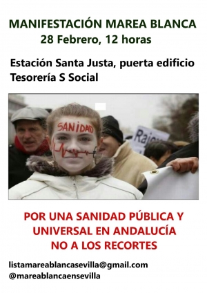 Marea Blanca en Sevilla anima a la participación en la manifestación unitaria del 28F